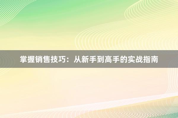 掌握销售技巧：从新手到高手的实战指南